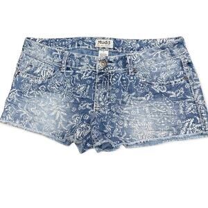 Mudd short short Floral Bandanna Print Jean Short Size 9 Like New